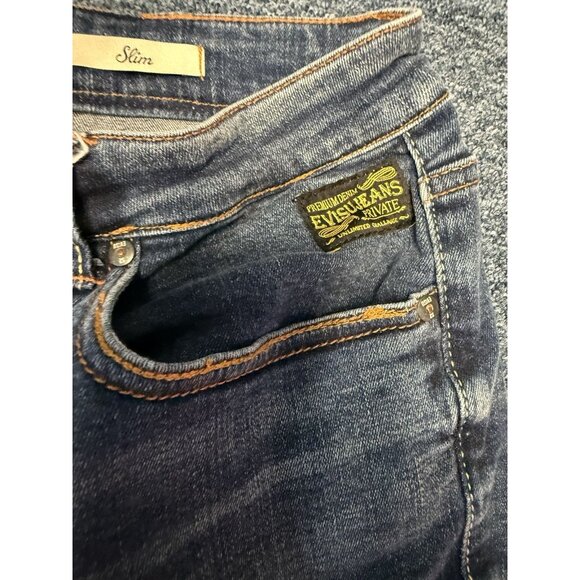 evisu jeans women’s patchwork embroidered skinny stretch sz 27 - Picture 5 of 16